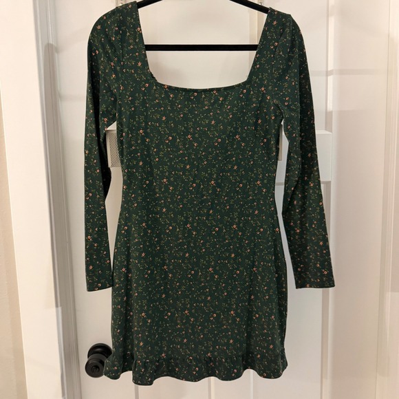 Reformation Anjeline Mini Dress Coriander Green Floral Long Sleeve Ruffle Size M - Picture 4 of 4
